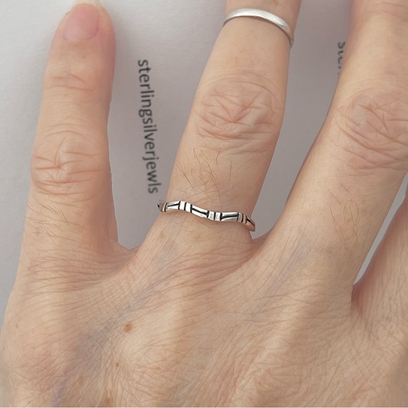 Sterling Silver Bamboo Band Ring, Silver Rings, Tree of Life Ring, Wedding Bands - Picture 10 of 14